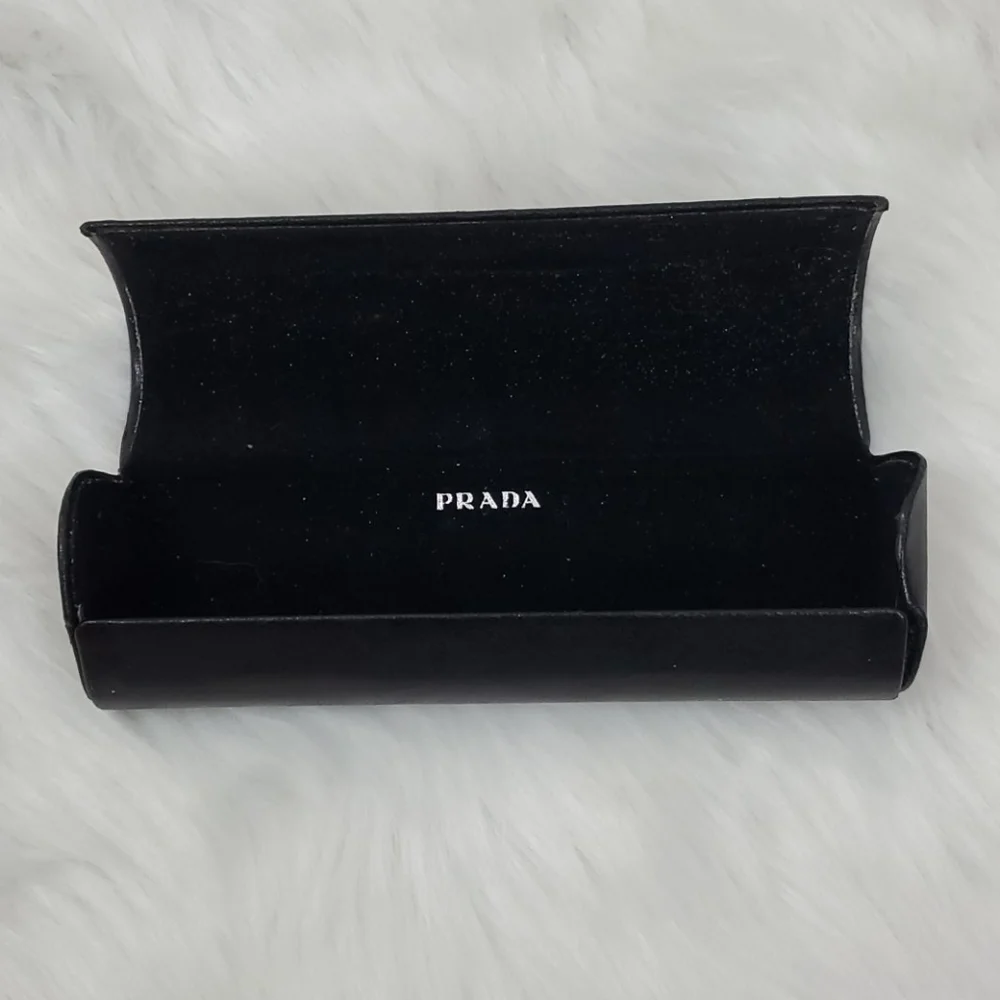 Prada leather black glasses case